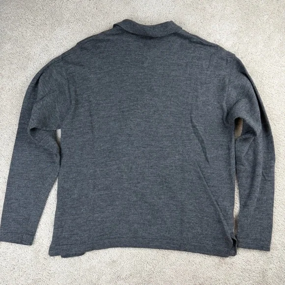 Vintage GAP Merino Wool Knit Polo Sweater Gray Long Sleeve Collared Shirt Mens L - Picture 6 of 6